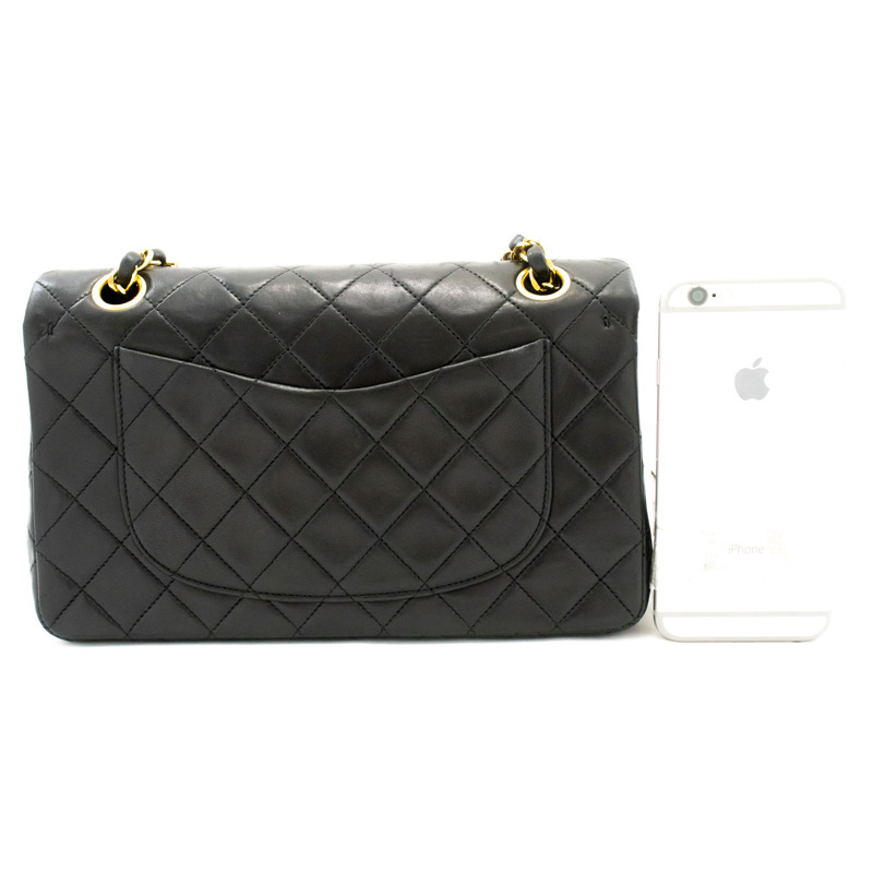 【日本直送】香奈兒經典雙蓋9吋鏈條單肩背包,黑色羊皮-2