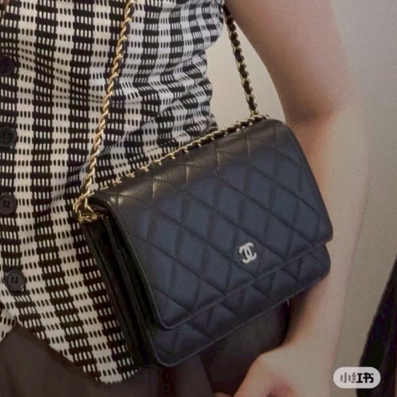 99新🆕超低價💯✨Chanel香奈兒黑金菱格紋woc發財包單肩斜挎包-1