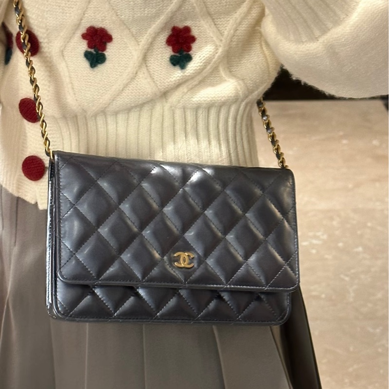 99新🆕超低價💯✨Chanel香奈兒黑金菱格紋woc發財包單肩斜挎包-2