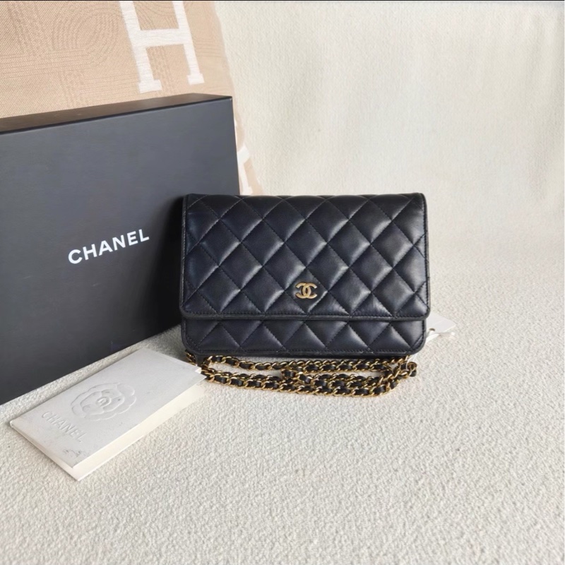 99新🆕超低價💯✨Chanel香奈兒黑金菱格紋woc發財包單肩斜挎包-3