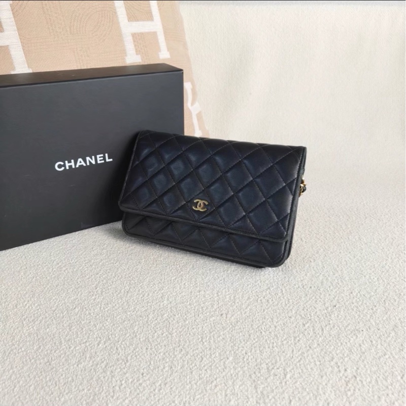99新🆕超低價💯✨Chanel香奈兒黑金菱格紋woc發財包單肩斜挎包-6