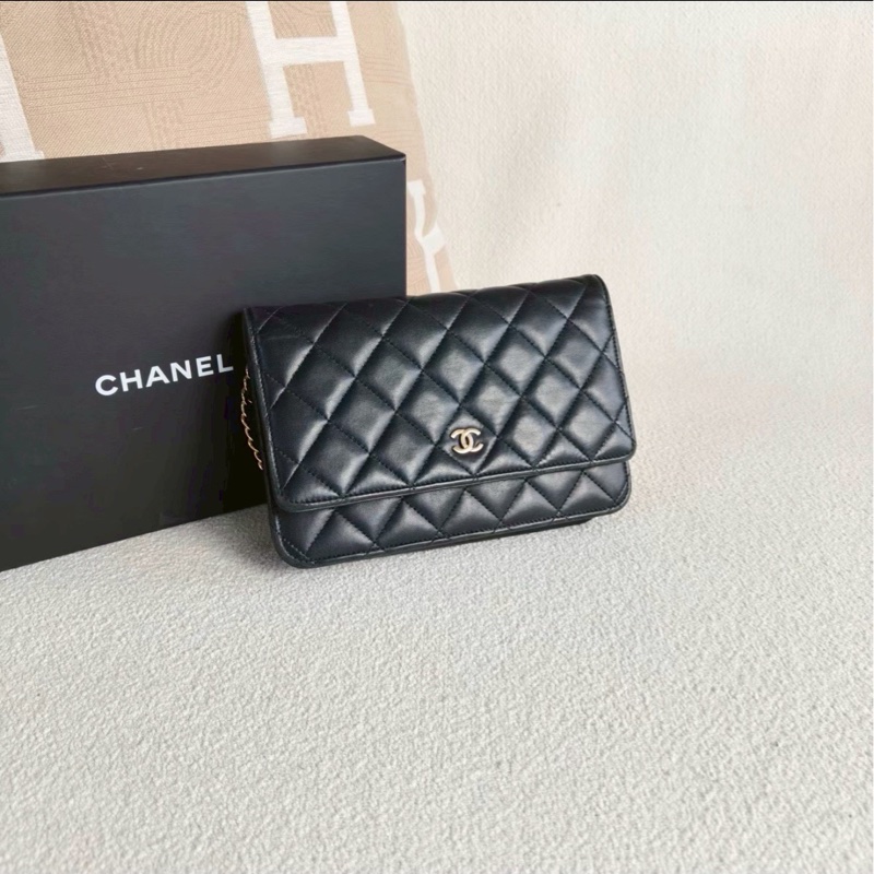 99新🆕超低價💯✨Chanel香奈兒黑金菱格紋woc發財包單肩斜挎包-8