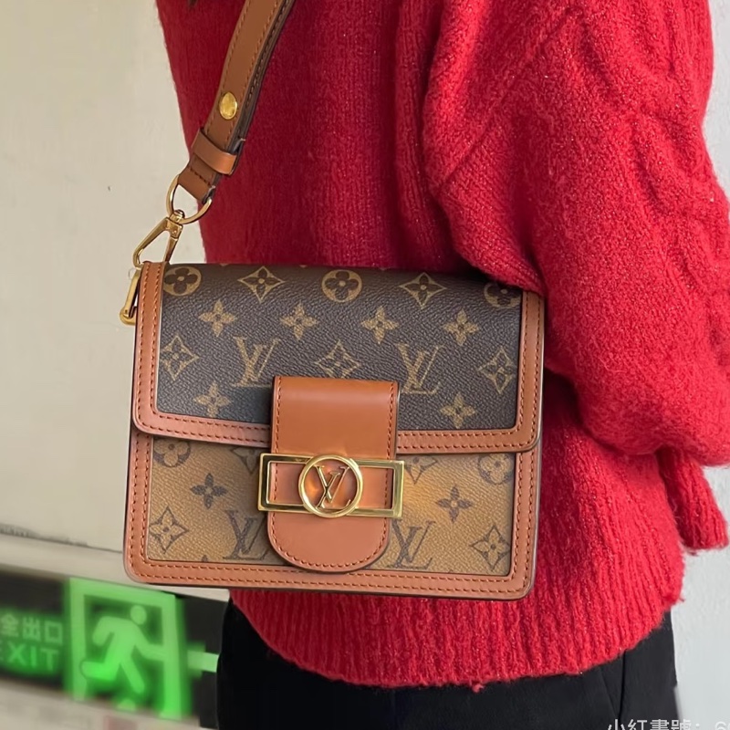 專櫃斷貨王🔥99新😍Lv路易威登老花焦糖拼色小號達芙妮單肩手提包-3