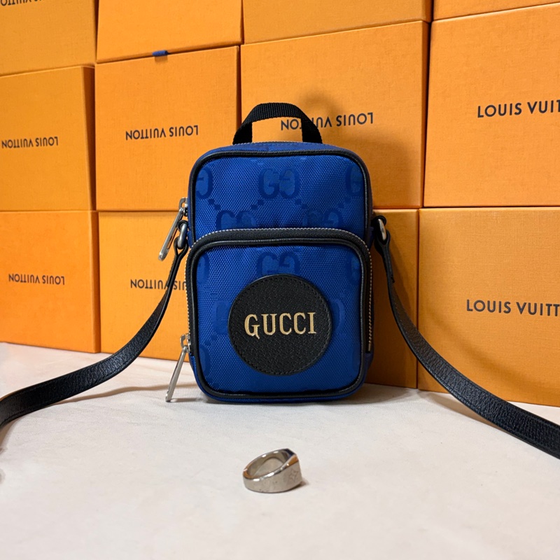 🔥超級好看 Gucci 古馳 質感藍滿版老花 雙層記者包 肩/斜背小包-0