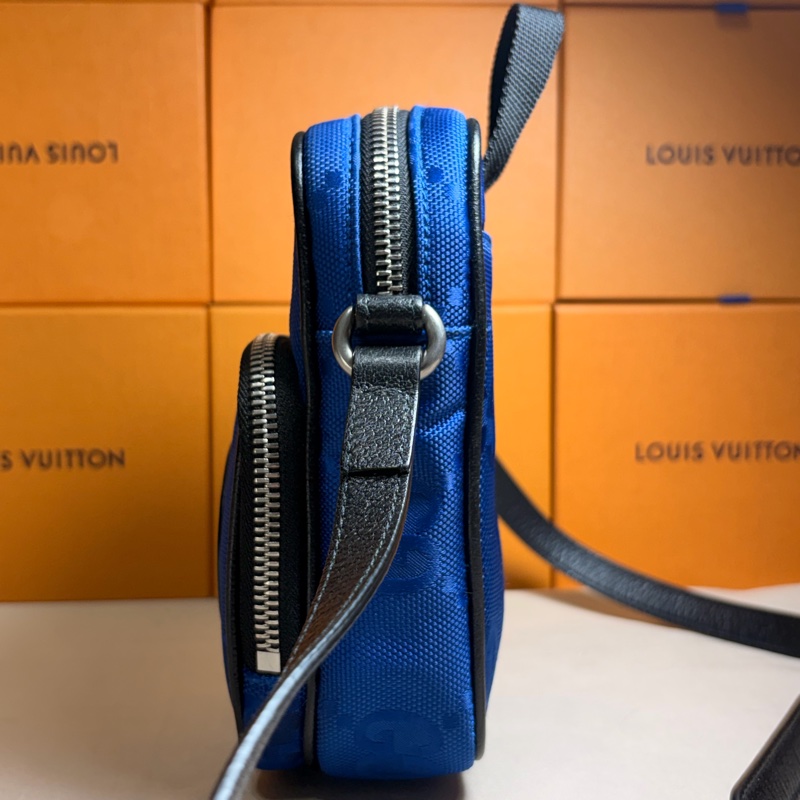 🔥超級好看 Gucci 古馳 質感藍滿版老花 雙層記者包 肩/斜背小包-5