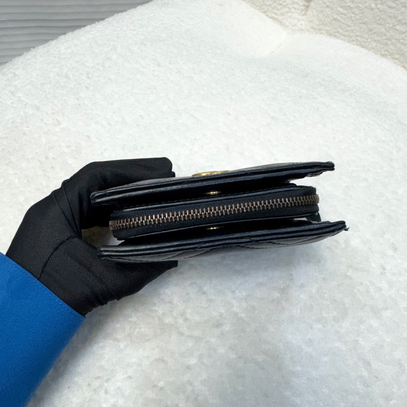 古馳馬夢短夾GUCCI黑金對開10卡零錢拉鍊短夾546580-7