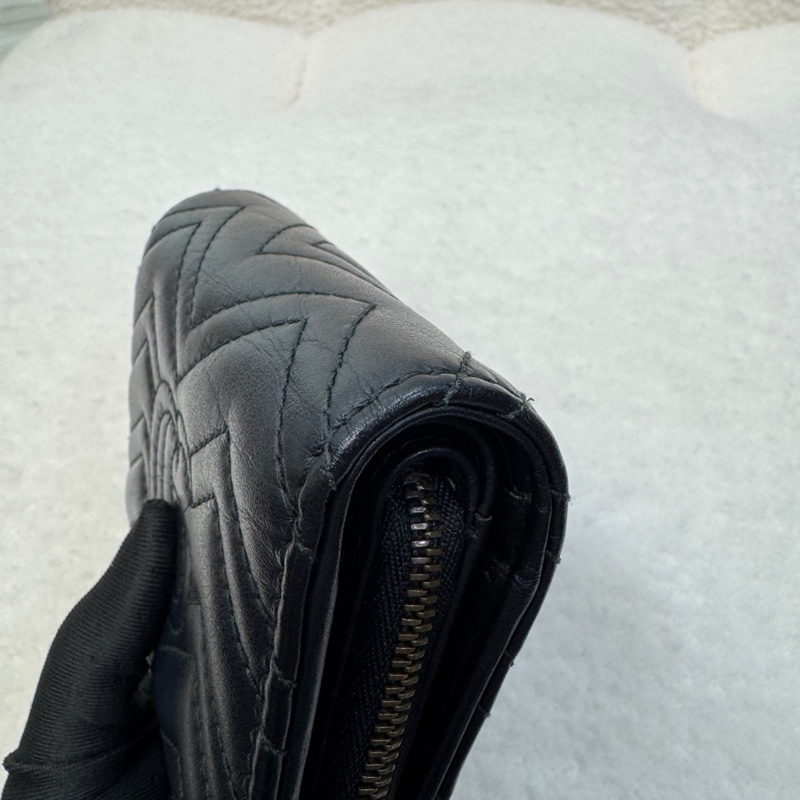 古馳馬夢短夾GUCCI黑金對開10卡零錢拉鍊短夾546580-11