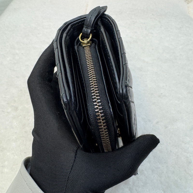 古馳馬夢短夾GUCCI黑金對開10卡零錢拉鍊短夾546580-12