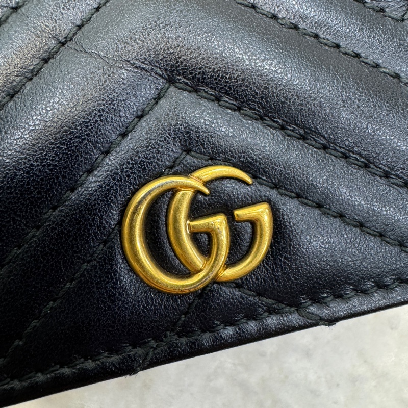 古馳馬夢短夾GUCCI黑金對開10卡零錢拉鍊短夾546580-14