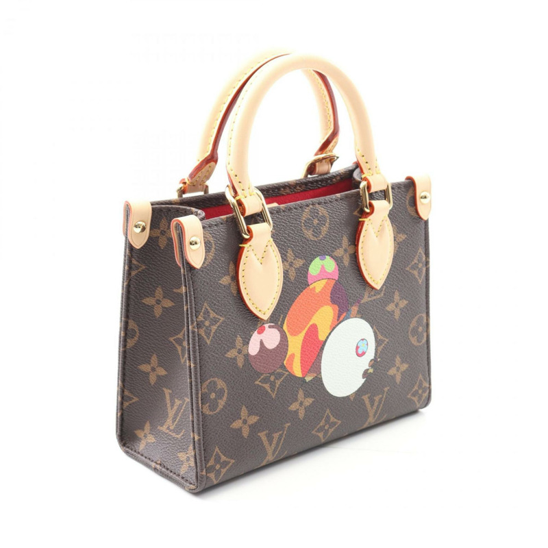 路易威登 x 村上隆 LV TM On the Go BB 手提包，塗層帆布和皮革材質，飾以 Monogram 圖案，棕色，女士款，M13668-1