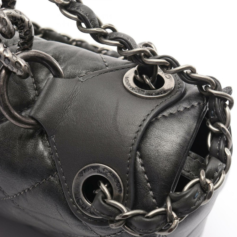 香奈兒 (CHANEL) Matelasse 小牛皮肩背包/手提包，灰色，女士，A67128-6