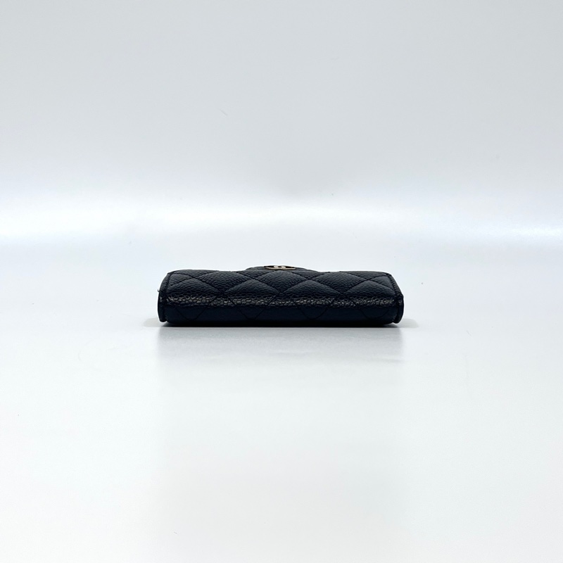 香奈兒coco卡包Chanel 黑金牛皮CF三折下蓋卡包AP0214-4