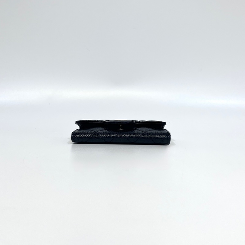 香奈兒coco卡包Chanel 黑金牛皮CF三折下蓋卡包AP0214-5