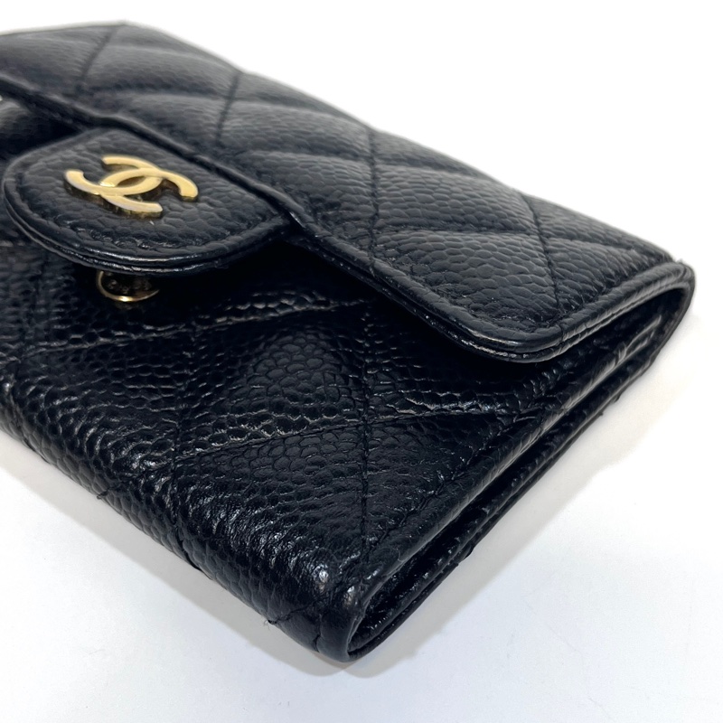 香奈兒coco卡包Chanel 黑金牛皮CF三折下蓋卡包AP0214-10