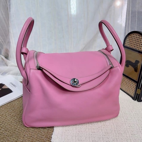 Hermes • Lindy 34 5P櫻花粉 Swift皮 銀釦 框O刻