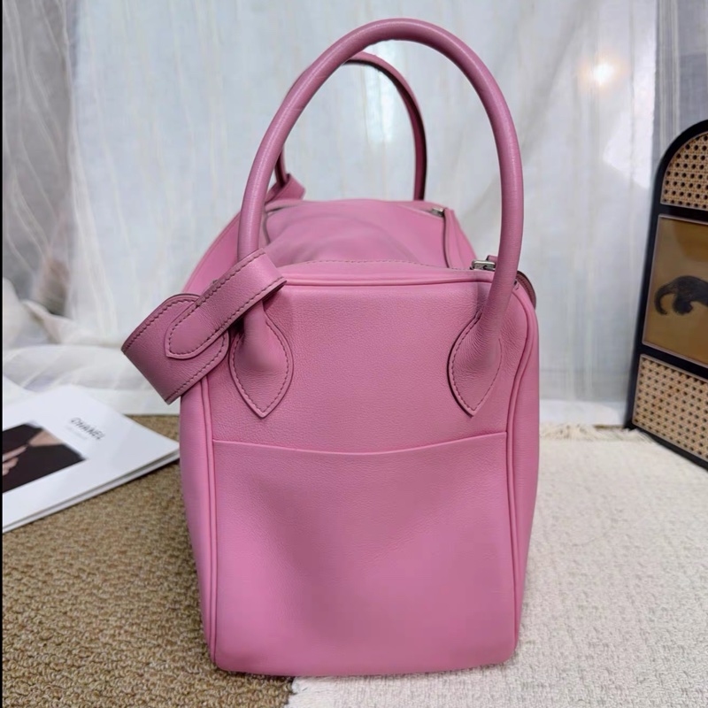 Hermes • Lindy 34 5P櫻花粉 Swift皮 銀釦 框O刻-3