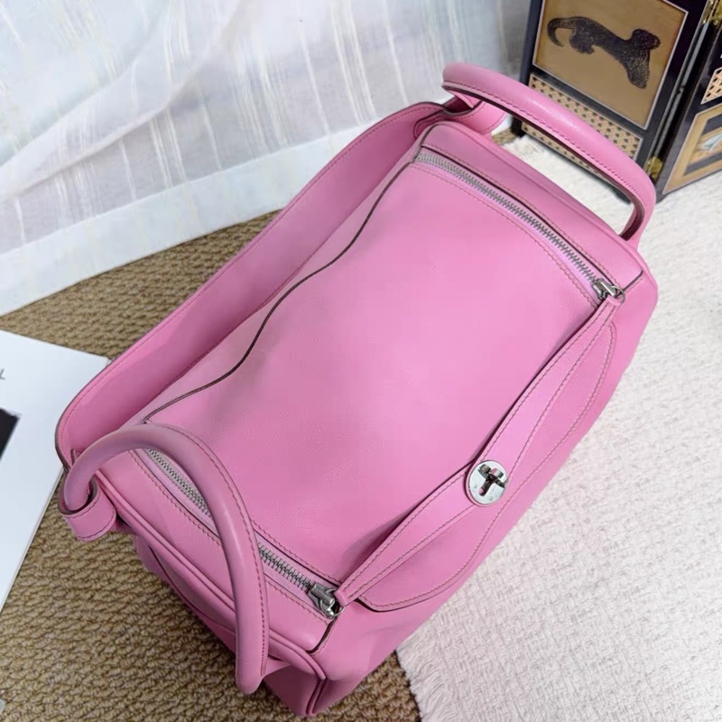 Hermes • Lindy 34 5P櫻花粉 Swift皮 銀釦 框O刻-5