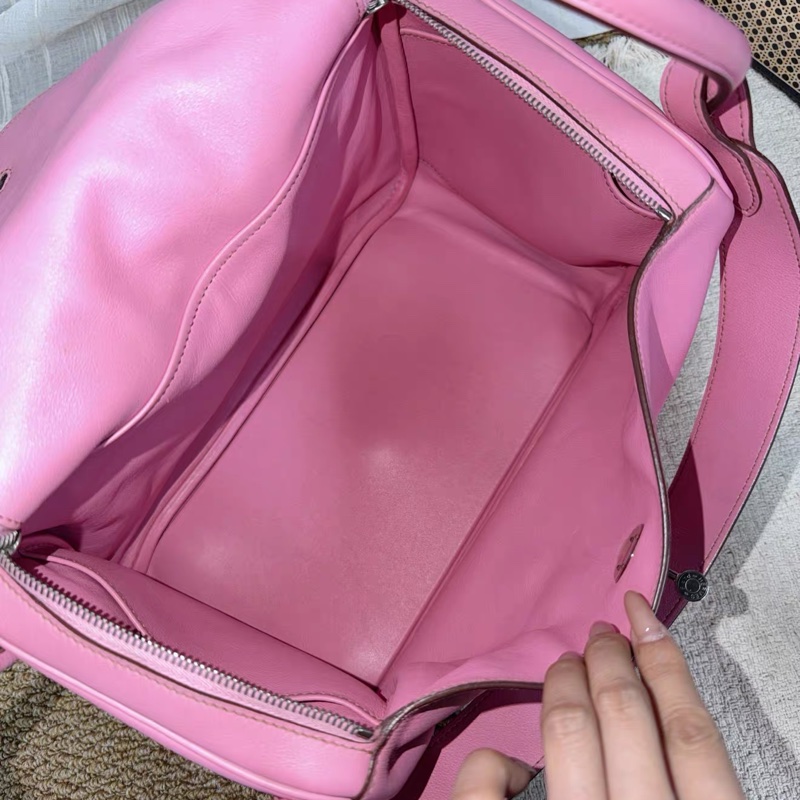 Hermes • Lindy 34 5P櫻花粉 Swift皮 銀釦 框O刻-6