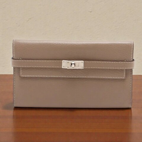 Hermès Kelly Long wallet 大象灰銀扣