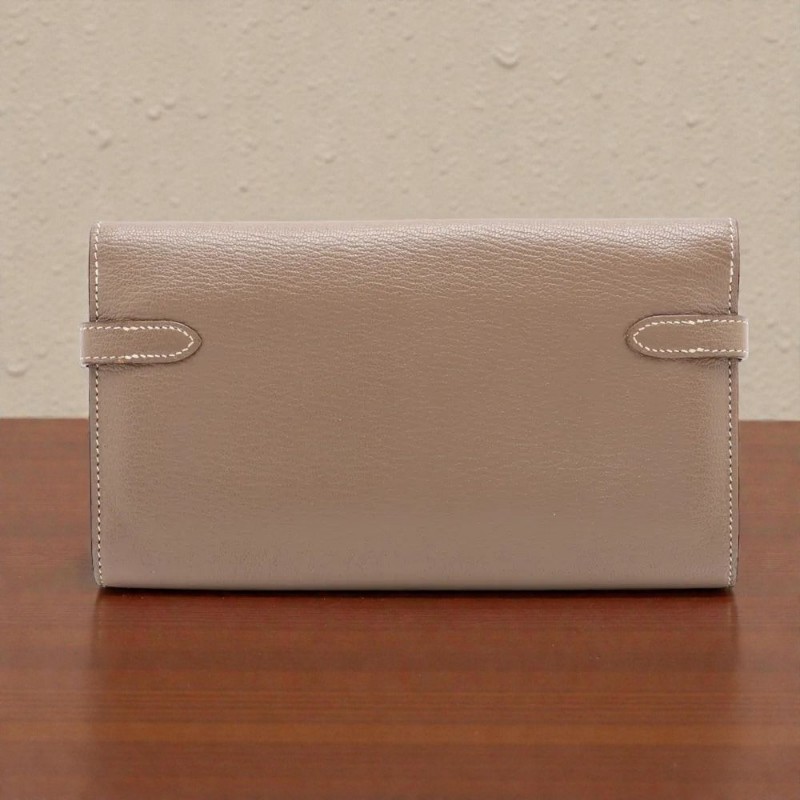 Hermès Kelly Long wallet 大象灰銀扣-1