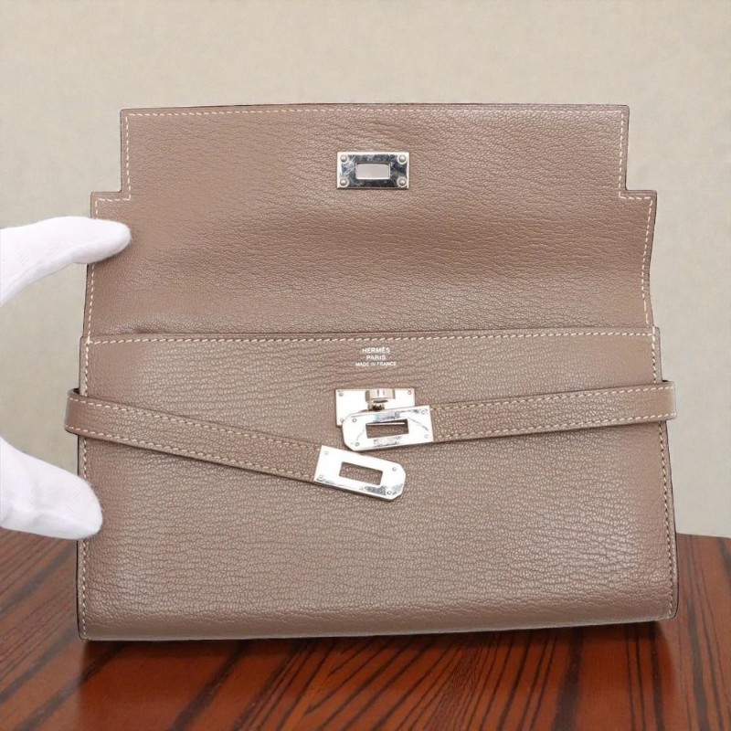 Hermès Kelly Long wallet 大象灰銀扣-4