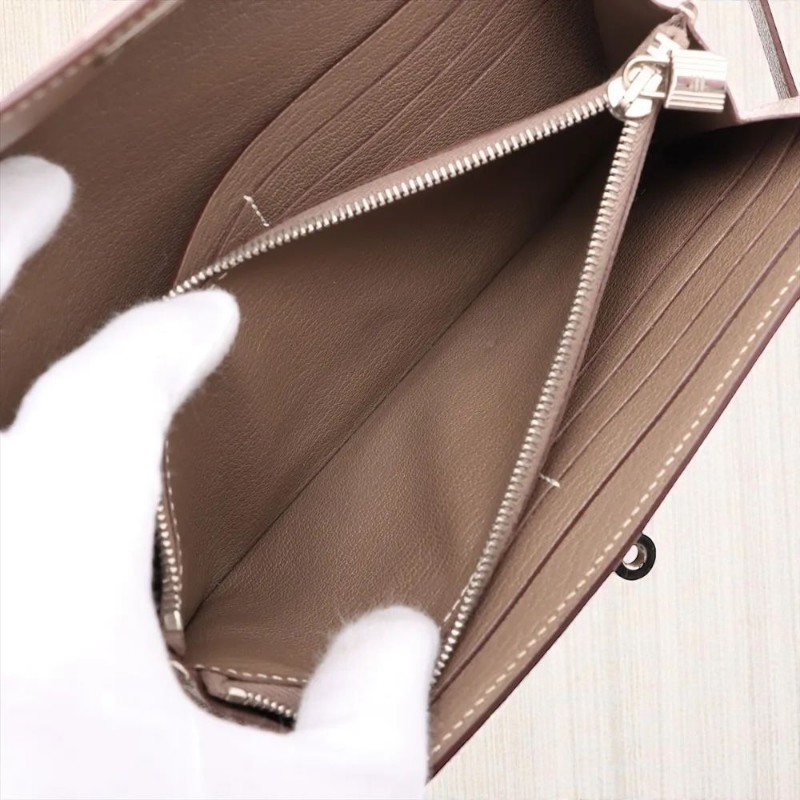Hermès Kelly Long wallet 大象灰銀扣-8
