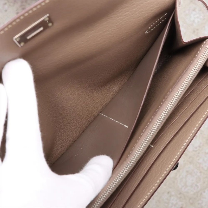 Hermès Kelly Long wallet 大象灰銀扣-9