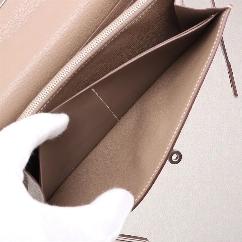 Hermès Kelly Long wallet 大象灰銀扣-10