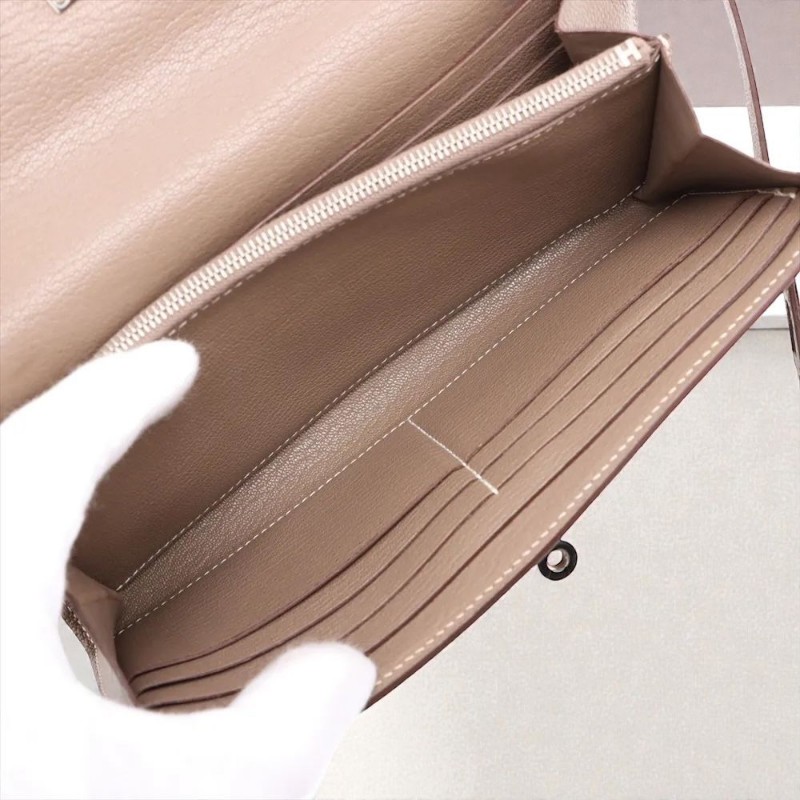 Hermès Kelly Long wallet 大象灰銀扣-11