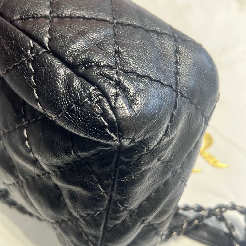 Chanel • 黑色外縫線牛皮雙口袋機場包 全網最低-14