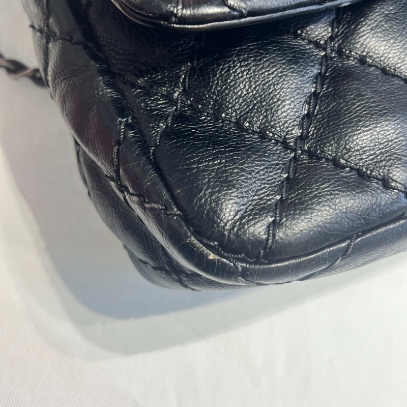 Chanel • 黑色外縫線牛皮雙口袋機場包 全網最低-15