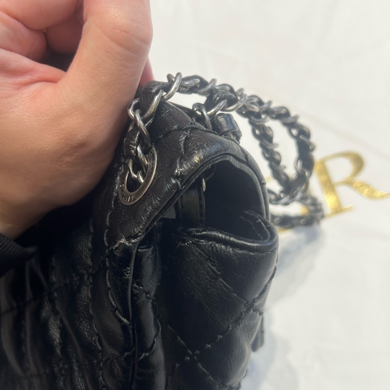 Chanel • 黑色外縫線牛皮雙口袋機場包 全網最低-16