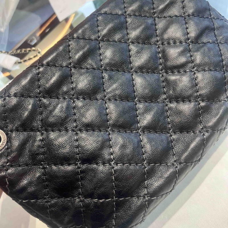 Chanel • 黑色外縫線牛皮雙口袋機場包 全網最低-19