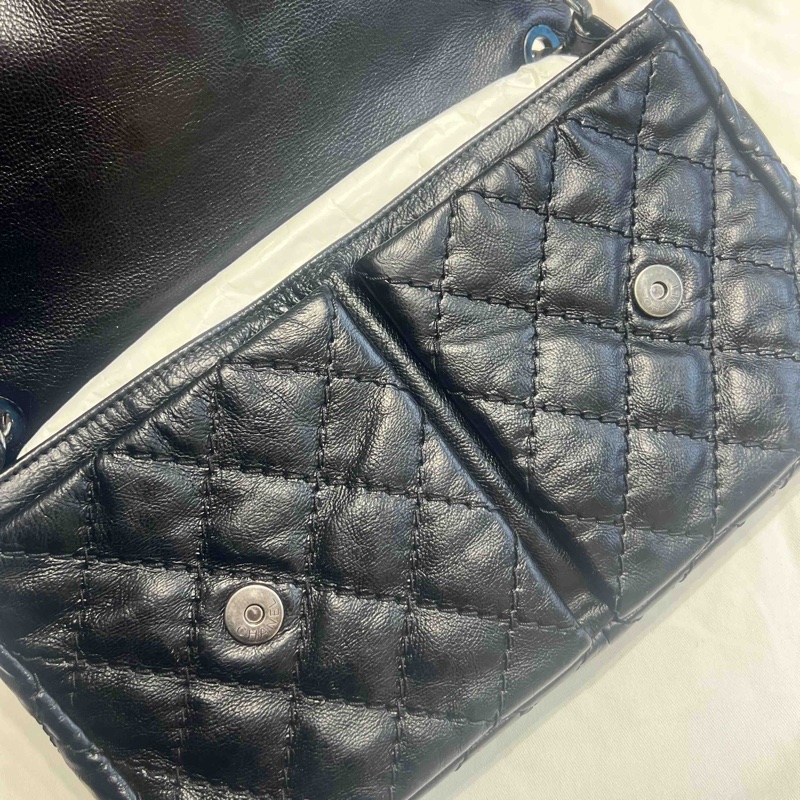 Chanel • 黑色外縫線牛皮雙口袋機場包 全網最低-24