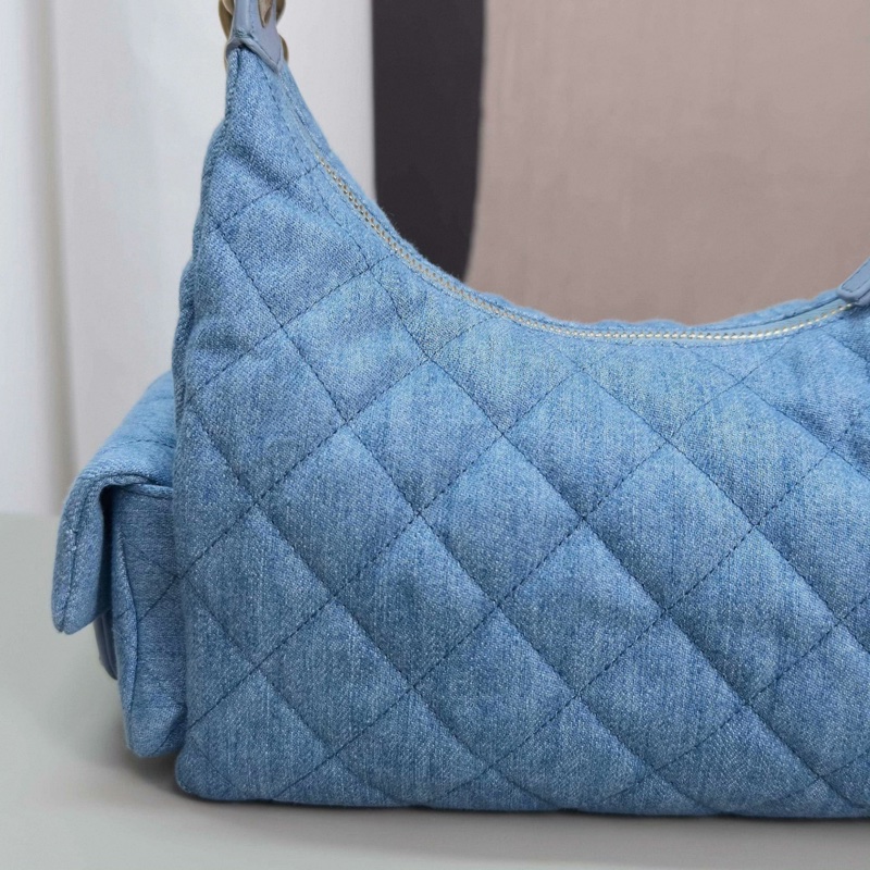 CHANEL/香奈兒25C牛仔嬉皮hobo單肩腋下包-5