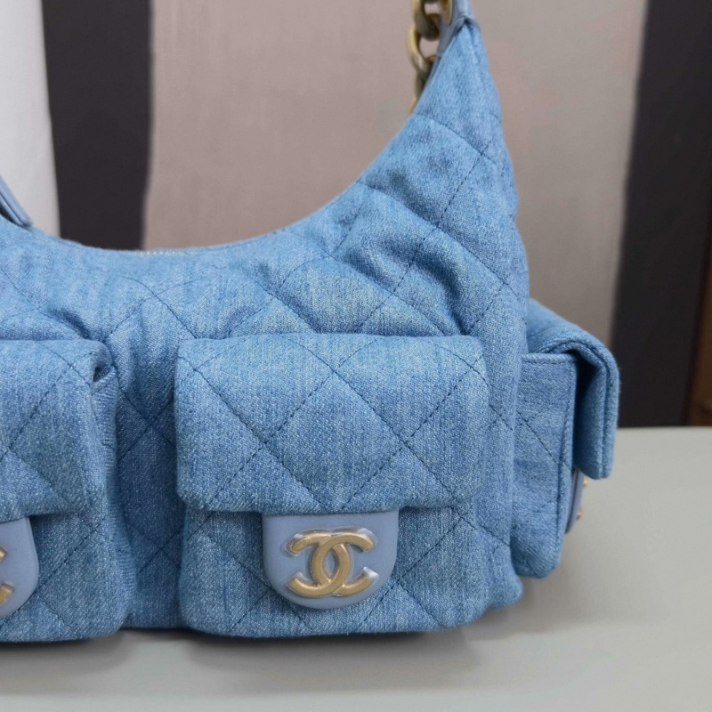 CHANEL/香奈兒25C牛仔嬉皮hobo單肩腋下包-8