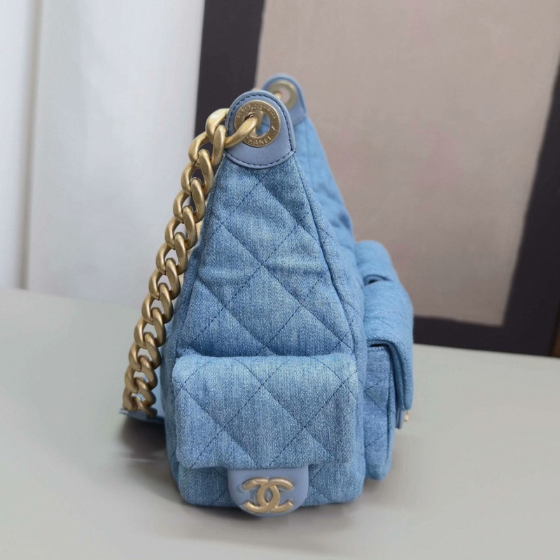 CHANEL/香奈兒25C牛仔嬉皮hobo單肩腋下包-12