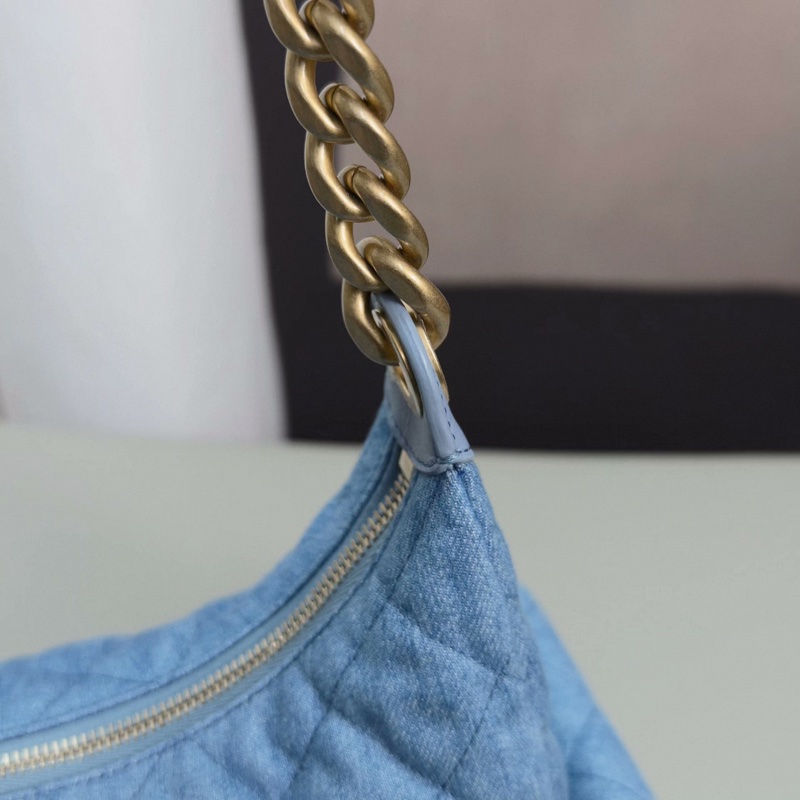 CHANEL/香奈兒25C牛仔嬉皮hobo單肩腋下包-16