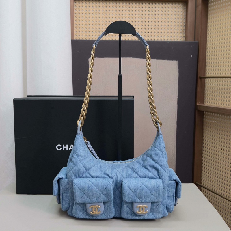 CHANEL/香奈兒25C牛仔嬉皮hobo單肩腋下包-23