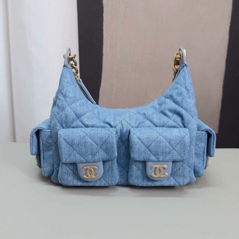 CHANEL/香奈兒25C牛仔嬉皮hobo單肩腋下包-25