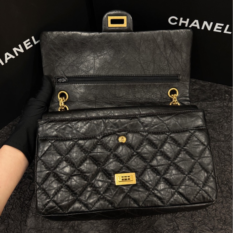 Chanel 香奈兒 2.55 黑金中號 尺寸27*18*9cm 14開-1
