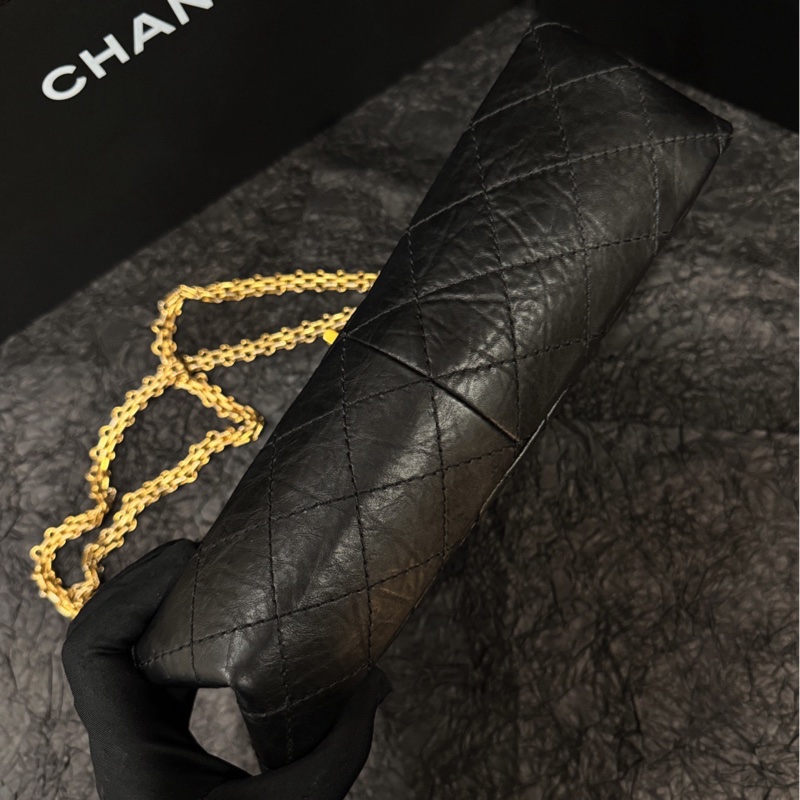 Chanel 香奈兒 2.55 黑金中號 尺寸27*18*9cm 14開-5