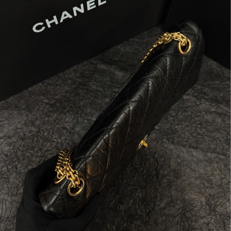 Chanel 香奈兒 2.55 黑金中號 尺寸27*18*9cm 14開-6