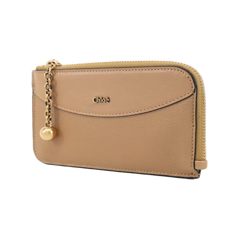 【Chloe 蔻依】專櫃經典款 防刮小牛皮 L型拉鍊卡夾/手拿包 駝色-1