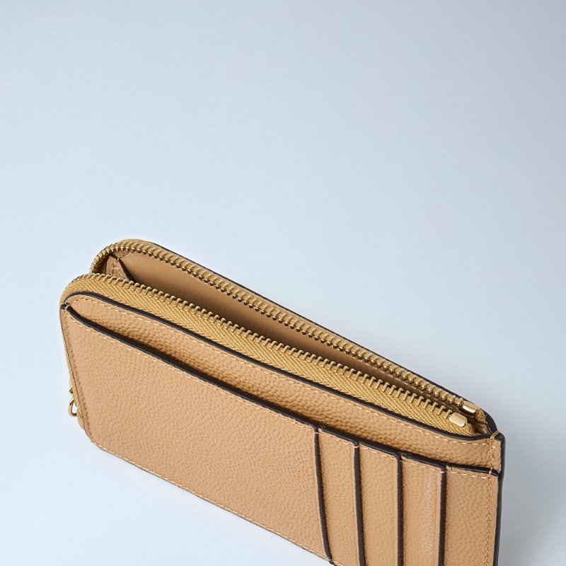 【Chloe 蔻依】專櫃經典款 防刮小牛皮 L型拉鍊卡夾/手拿包 駝色-5