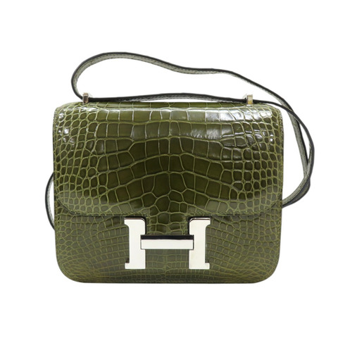 綠色 鱷魚皮 Constance 18 肩背包 口