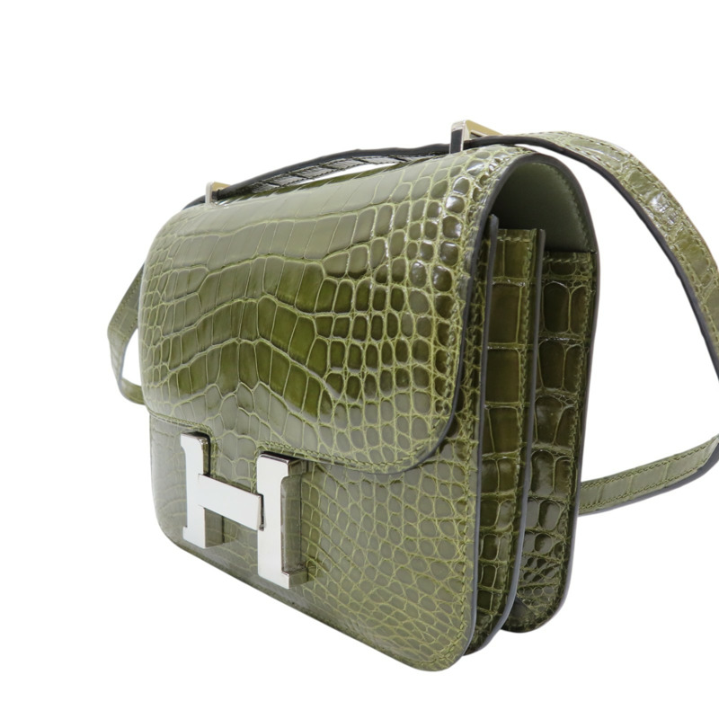綠色 鱷魚皮 Constance 18 肩背包 口-2