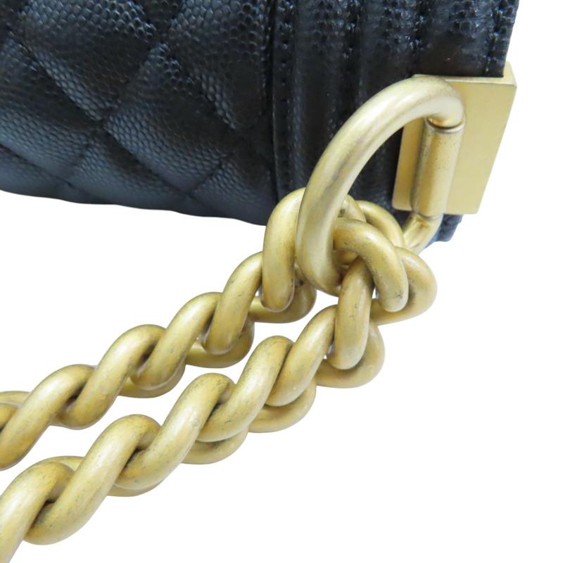 黑色 荔枝紋 牛皮 Boy 20 肩背包 A67085-14