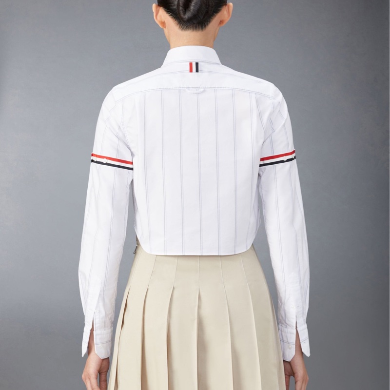 Thom Browne 女士 條紋牛津袖短款襯衫IT-38 IT-40 IT-42碼-2