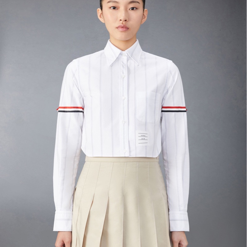 Thom Browne 女士 條紋牛津袖短款襯衫IT-38 IT-40 IT-42碼-7